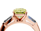 Rose gold Fancy Yellow Radiant  Solitaire with Tapered Baguette Side Stones on a Classic Band with Four-Prong Setting_78