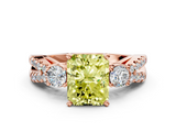 Rose gold Fancy Yellow Radiant  Three-Stone Diamond Ring with Pavé Split Shank and Four-Prong Setting_87