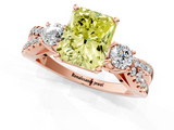 Rose gold Fancy Yellow Radiant  Three-Stone Diamond Ring with Pavé Split Shank and Four-Prong Setting_88