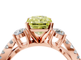 Rose gold Fancy Yellow Radiant  Three-Stone Diamond Ring with Pavé Split Shank and Four-Prong Setting_91