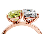 Rose gold Fancy Yellow Radiant  and Emerald Cut Toi Moi Ring with Prong Setting_51