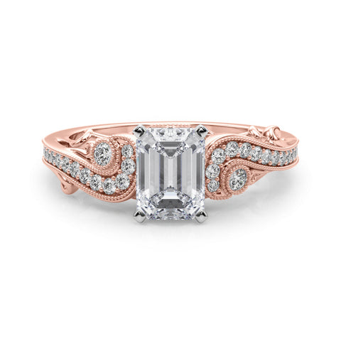 Rose gold Fancy Yellow Radiant cut Solitaire with Milgrain Pave Band and Four-Prong Setting 1