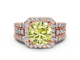 Rose gold Fancy Yellow Round -Cut Halo Diamond Ring with Split Shank and Four-Prong Setting_17