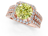 Rose gold Fancy Yellow Round -Cut Halo Diamond Ring with Split Shank and Four-Prong Setting_18