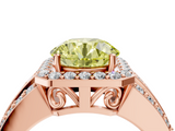 Rose gold Fancy Yellow Round -Cut Halo Diamond Ring with Split Shank and Four-Prong Setting_21