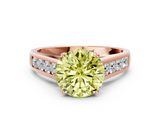 Rose gold Fancy Yellow Round  Brilliant Channel-Set Solitaire Ring with Four-Prong Setting_16