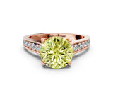 Rose gold Fancy Yellow Round  Brilliant Cut Diamond Engagement Ring with Pavé Band and Four-Prong Setting_29