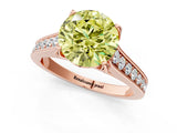 Rose gold Fancy Yellow Round  Brilliant Cut Diamond Engagement Ring with Pavé Band and Four-Prong Setting_30