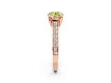 Rose gold Fancy Yellow Round  Brilliant Cut Diamond Engagement Ring with Pavé Band and Four-Prong Setting_31