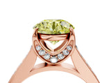 Rose gold Fancy Yellow Round  Brilliant Cut Diamond Engagement Ring with Pavé Band and Four-Prong Setting_33