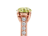 Rose gold Fancy Yellow Round  Brilliant Cut Diamond Engagement Ring with Pavé Band and Four-Prong Setting_34
