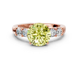 Rose gold Fancy Yellow Round  Brilliant Cut Diamond Five-Stone Prong Set Engagement Ring with Channel Band