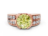 Rose gold Fancy Yellow Round  Brilliant Diamond Channel Set Wide Band Ring with Bezel Setting