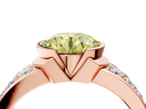 Rose gold Fancy Yellow Round  Brilliant Diamond Channel Set Wide Band Ring with Bezel Setting_4