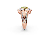 Rose gold Fancy Yellow Round  Brilliant Flower Halo Diamond Split Shank Ring_53