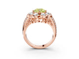 Rose gold Fancy Yellow Round  Brilliant Flower Halo Diamond Split Shank Ring_54