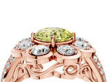 Rose gold Fancy Yellow Round  Brilliant Flower Halo Diamond Split Shank Ring_55