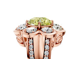 Rose gold Fancy Yellow Round  Brilliant Flower Halo Diamond Split Shank Ring_56