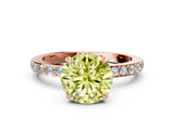 Rose gold Fancy Yellow Round  Brilliant Pavé Band Solitaire with Four-Prong Setting_17