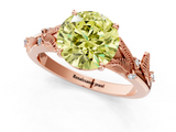 Rose gold Fancy Yellow Round  Brilliant Solitaire with Leaf Motif Band and Four-Prong Setting_35