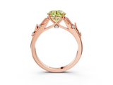 Rose gold Fancy Yellow Round  Brilliant Solitaire with Leaf Motif Band and Four-Prong Setting_37