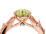 Rose gold Fancy Yellow Round  Brilliant Solitaire with Leaf Motif Band and Four-Prong Setting_38