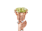 Rose gold Fancy Yellow Round  Brilliant Solitaire with Leaf Motif Band and Four-Prong Setting_39