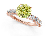 Rose gold Fancy Yellow Round  Brilliant Solitaire with Pavé Band and Four-Prong Setting_19