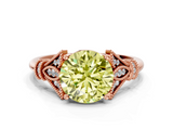 Rose gold Fancy Yellow Round  Brilliant Solitaire with Pave Band and Four-Prong Setting