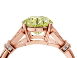 Rose gold Fancy Yellow Round  Brilliant Solitaire with Pave Band and Four-Prong Setting_4