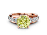Rose gold Fancy Yellow Round  Brilliant Solitaire with Side Stones on a Pave Band and Four-Prong Setting_12