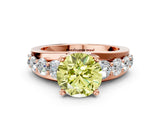 Rose gold Fancy Yellow Round  Brilliant Solitaire with Side Stones on a Pave Band and Four-Prong Setting_24