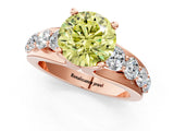 Rose gold Fancy Yellow Round  Brilliant Solitaire with Side Stones on a Pave Band and Four-Prong Setting_25