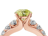 Rose gold Fancy Yellow Round  Brilliant Solitaire with Side Stones on a Pave Band and Four-Prong Setting_28