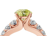 Rose gold Fancy Yellow Round  Brilliant Solitaire with Side Stones on a Pave Band and Four-Prong Setting_69