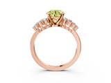 Rose gold Fancy Yellow Round  Cluster Diamond Engagement Ring with Pavé Band and Four-Prong Setting_3
