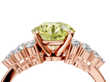 Rose gold Fancy Yellow Round  Cluster Diamond Engagement Ring with Pavé Band and Four-Prong Setting_4