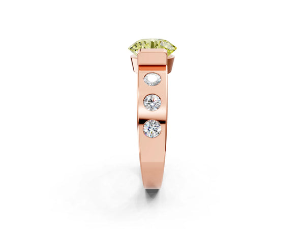 Rose Gold Round Tension Style Engagement Ring Setting for Fancy Yellow Center