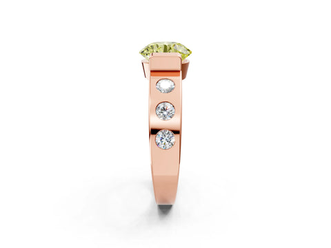 Rose gold Fancy Yellow Round Cut Brilliant Channel-Set Diamond Ring with Bezel Prong Setting_2