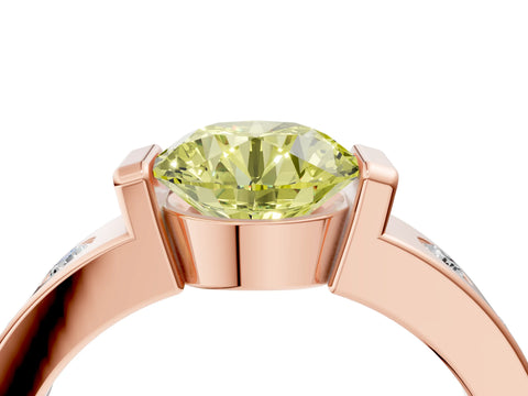 Rose gold Fancy Yellow Round Cut Brilliant Channel-Set Diamond Ring with Bezel Prong Setting_4