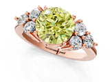 Rose gold Fancy Yellow Round Cut Brilliant Diamond Cluster Accent Solitaire Ring with Prong Setting_1