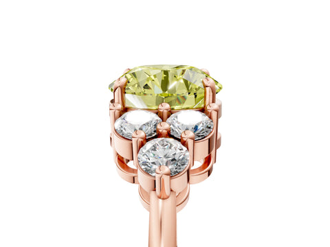 Rose gold Fancy Yellow Round Cut Brilliant Diamond Cluster Accent Solitaire Ring with Prong Setting_5