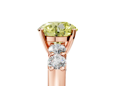Rose gold Fancy Yellow Round Cut Brilliant Diamond Five-Stone Engagement Ring with Prong Setting on a Classic Band_8