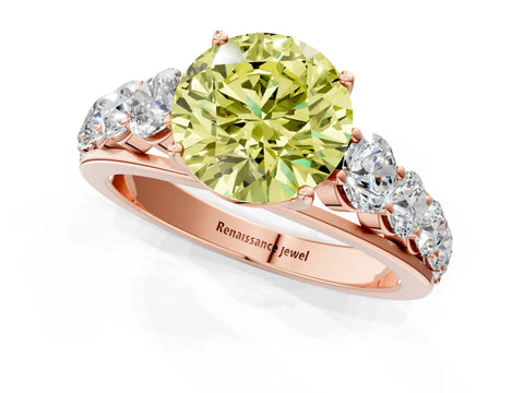 Rose gold Fancy Yellow Round Cut Brilliant Diamond Pavé Band with Six-Prong Setting_1
