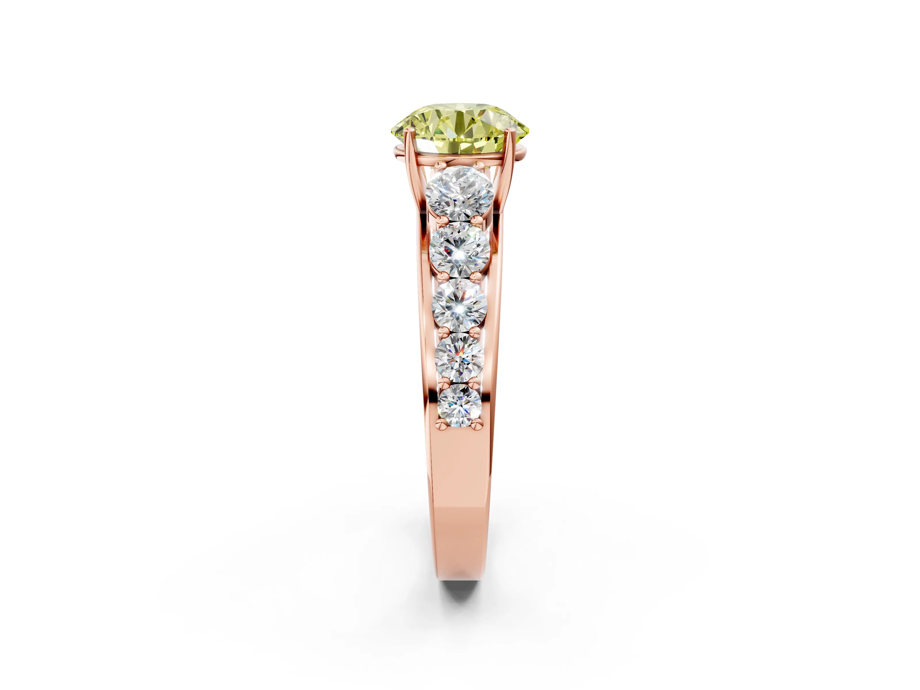 Rose gold Fancy Yellow Round Cut Brilliant Diamond Pavé Band with Six-Prong Setting_2