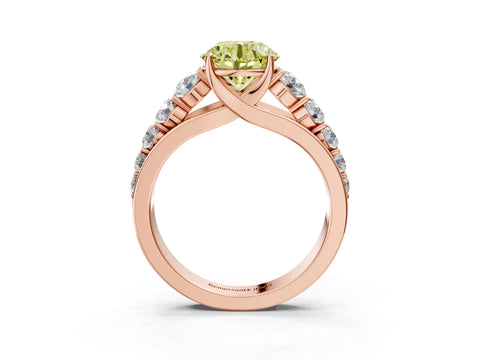 Rose gold Fancy Yellow Round Cut Brilliant Diamond Pavé Band with Six-Prong Setting_3
