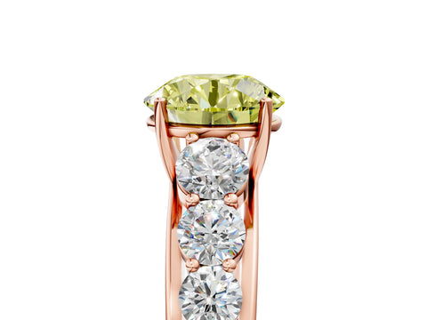Rose gold Fancy Yellow Round Cut Brilliant Diamond Pavé Band with Six-Prong Setting_5