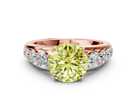 Rose gold Fancy Yellow Round Cut Brilliant Diamond Pavé Band with Six-Prong Setting
