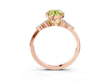 Rose gold Fancy Yellow Round Cut Brilliant Diamond Solitaire Ring with Pear Side Stones and Four-Prong Setting_6