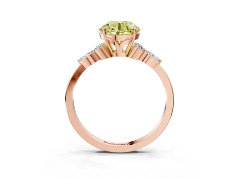 Rose gold Fancy Yellow Round Cut Brilliant Diamond Solitaire Ring with Pear Side Stones and Four-Prong Setting_6
